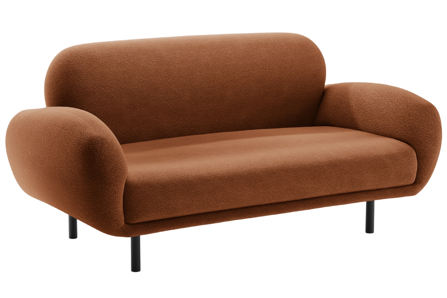 Micadoni Terakotově oranžová bouclé dvoumístná pohovka Poppy 148 cm