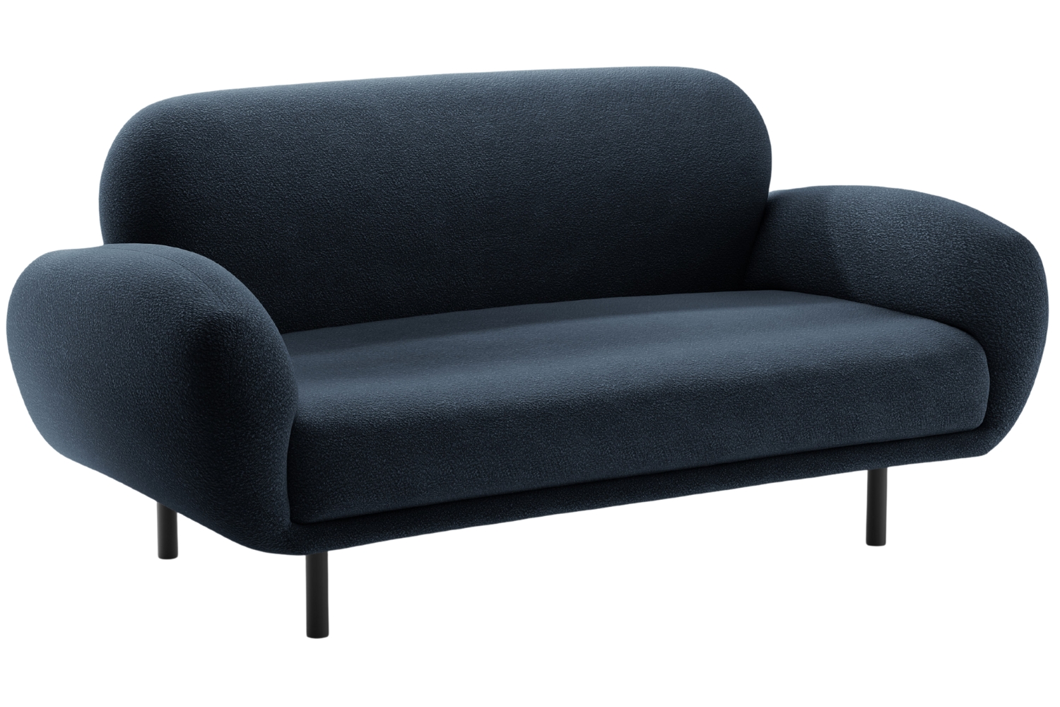 Micadoni Tmavě modrá bouclé dvoumístná pohovka Poppy 148 cm