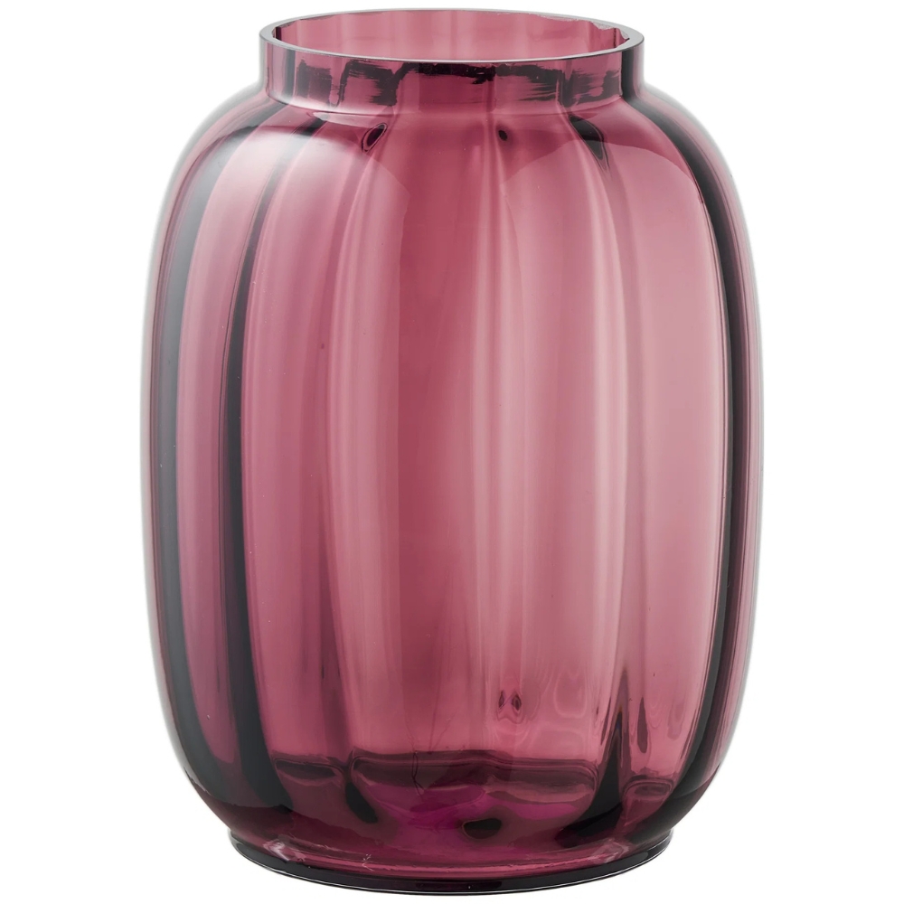 Nordic Living Růžová skleněná váza Zia 21 cm