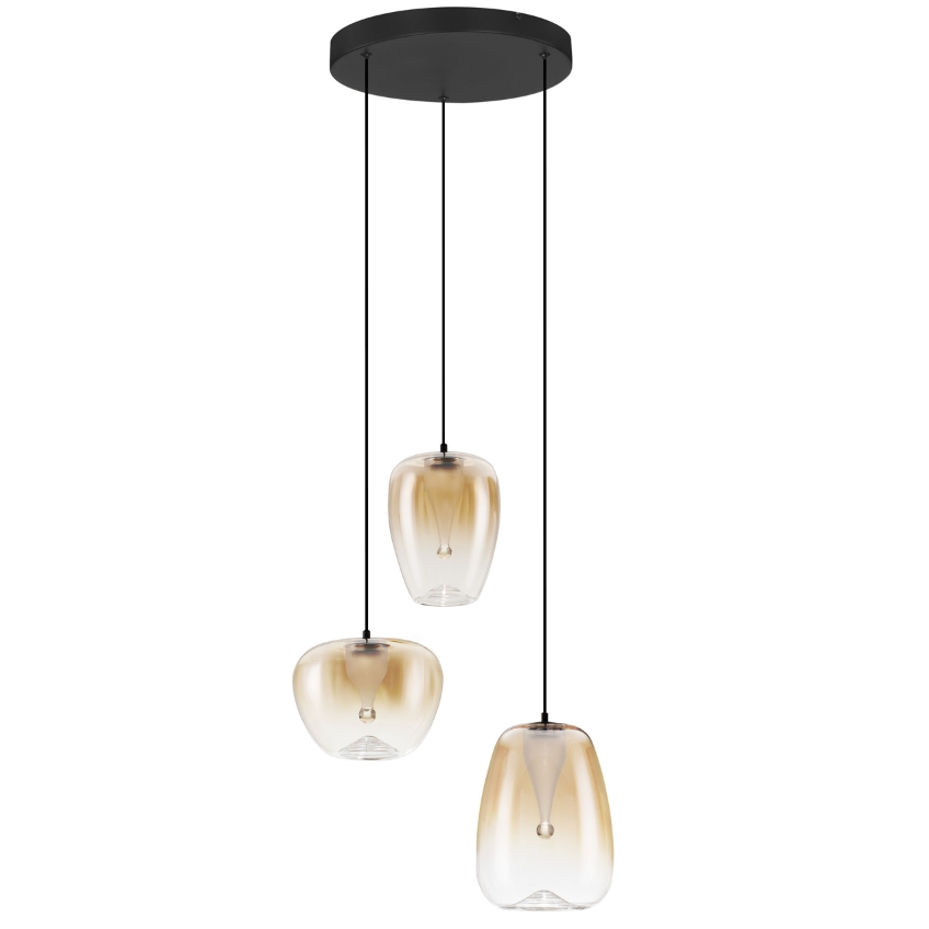 Nova Luce Jantarově hnědé skleněné závěsné LED světlo Oblo 41 cm
