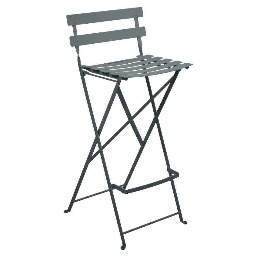 Šedá kovová skládací barová židle Fermob Bistro 74 cm