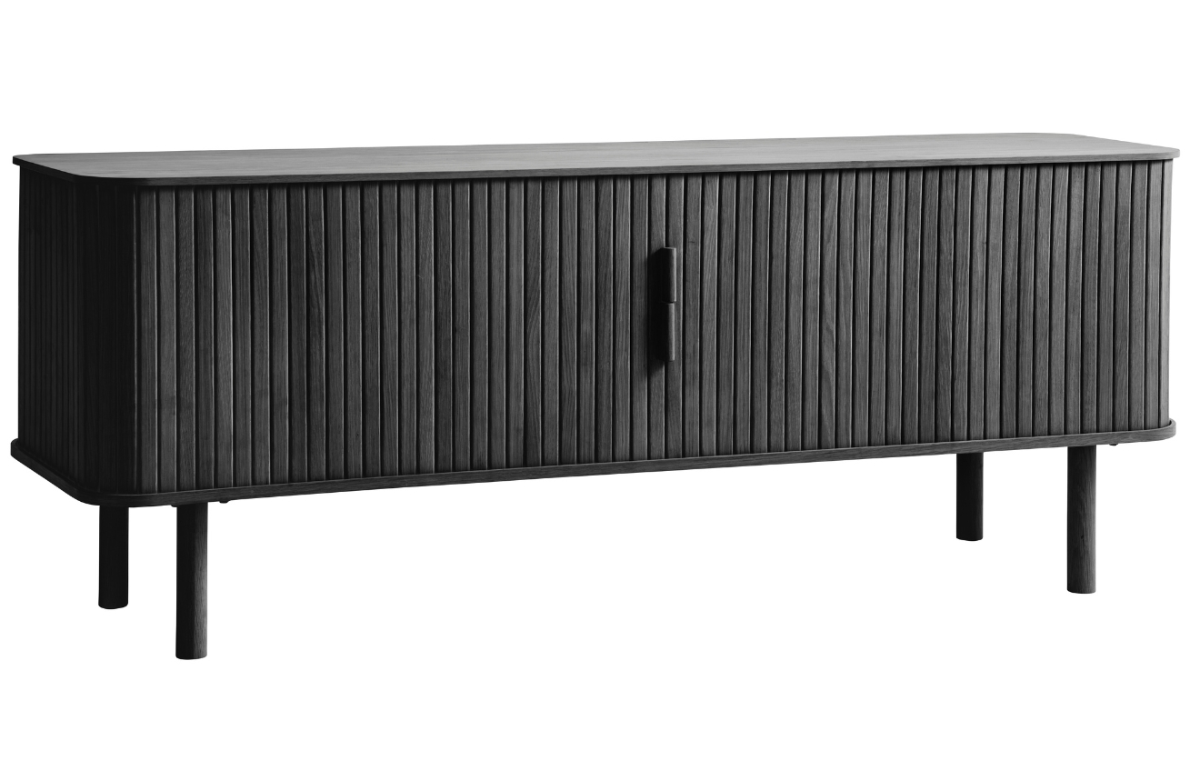 Unique Furniture Černý dubový TV stolek Cavo 160 x 40 cm