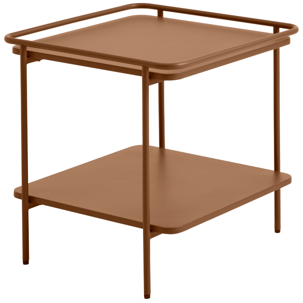 Unique Furniture Terakotově oranžový kovový odkládací stolek Yuba 45 x 45 cm