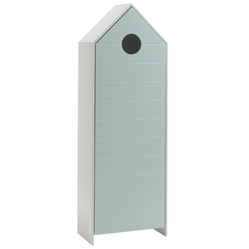 Vipack Zelená lakovaná šatní skříň Casami 172 x 58 cm s kulatým otvorem