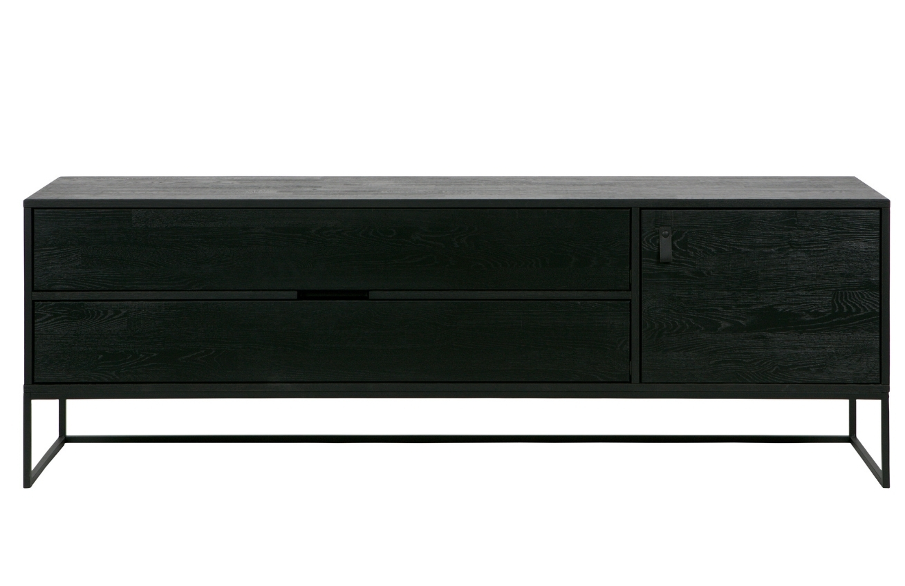 WOOOD Černý jasanový TV stolek Frax 180 x 40 cm