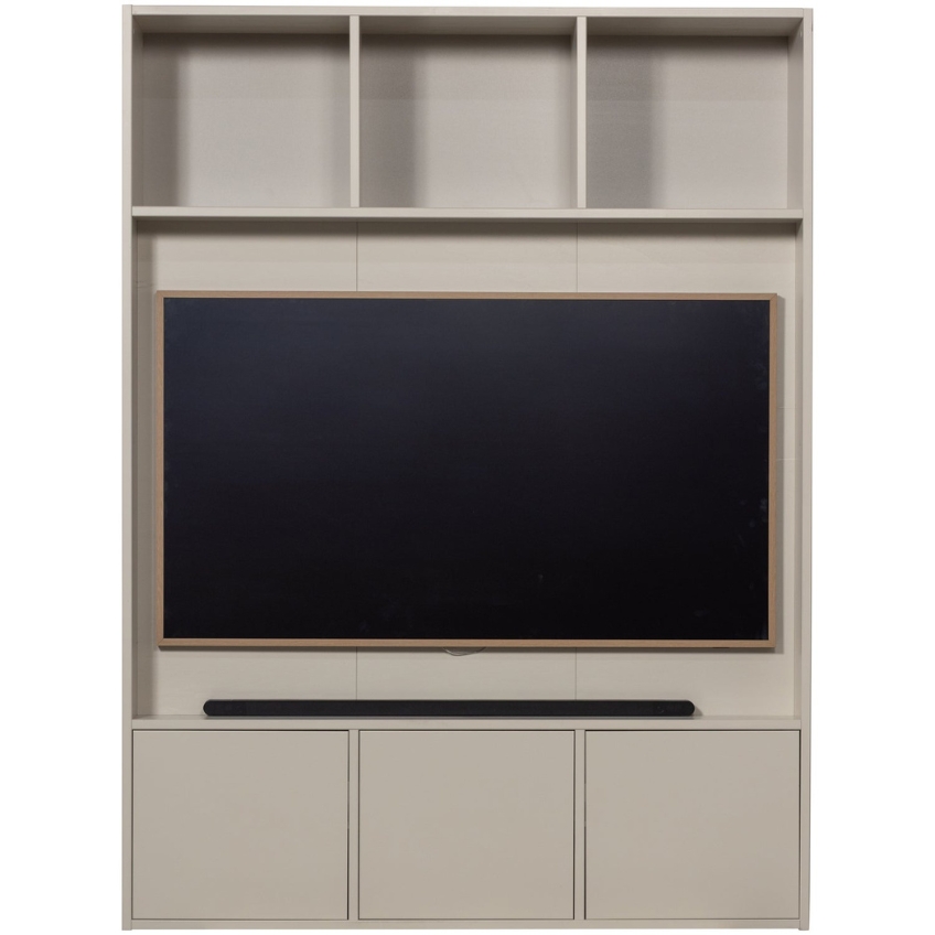 WOOOD Světle šedá dřevěná TV stěna Meggy 215 x 160 cm
