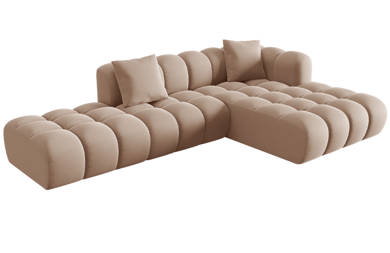 Windsor & Co Sametová rohová pohovka Halley 309 cm